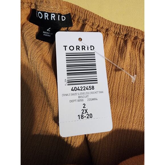 Torrid‎ Crinkle Gauze Strappy Tank Biscuit Size 2 NWT - Picture 3 of 5